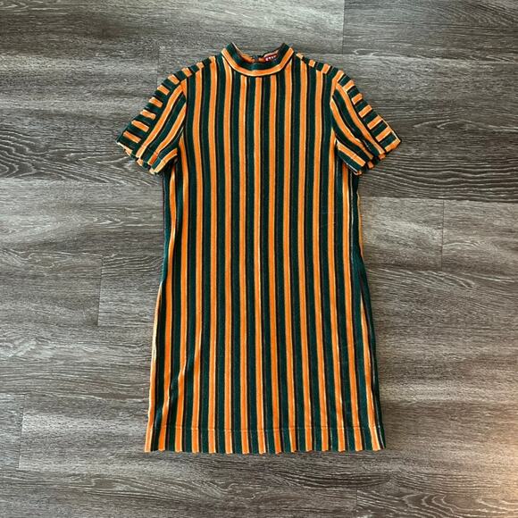 STAUD Striped Green and Tan Midi Dress - Picture 3 of 16